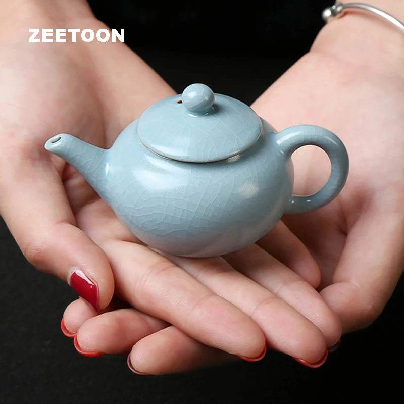 

45ml Mini Teapot Tea Pet Porcelain Ru Kiln Kung Fu Tea Set Antique Pot Creative Home Decor Ceramics Miniature Appreciate Kettle