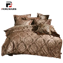 

European Luxury 4pcs Bedding Set Jacquard Coral Crystal Velvet Warm Winter Bedclothes Duvet Cover Bed Sheet Pillowcases Bed Set