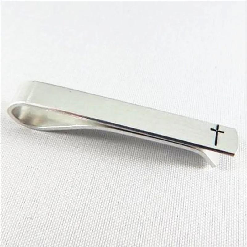 100pcs/lot Cross Skinny Tie Bar Gift For Minister Christian Tie Bar