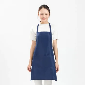 

Apron Chef Waiter Kitchen Cook Apron With Pockets Polyester Halter Bib Delantal Cocina For Man Woman