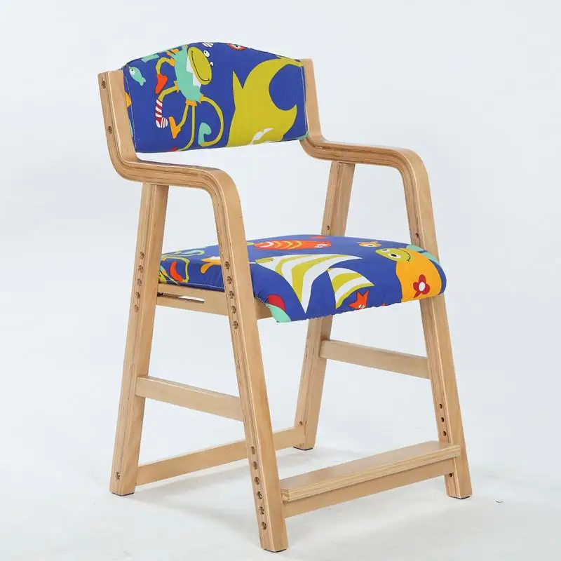 Регулируемое подъемное детское сиденье из цельного дерева, детское кресло для учебы, стул с спинкой, стул для начальной школы, домашний письменный стул - Цвет: Style 14