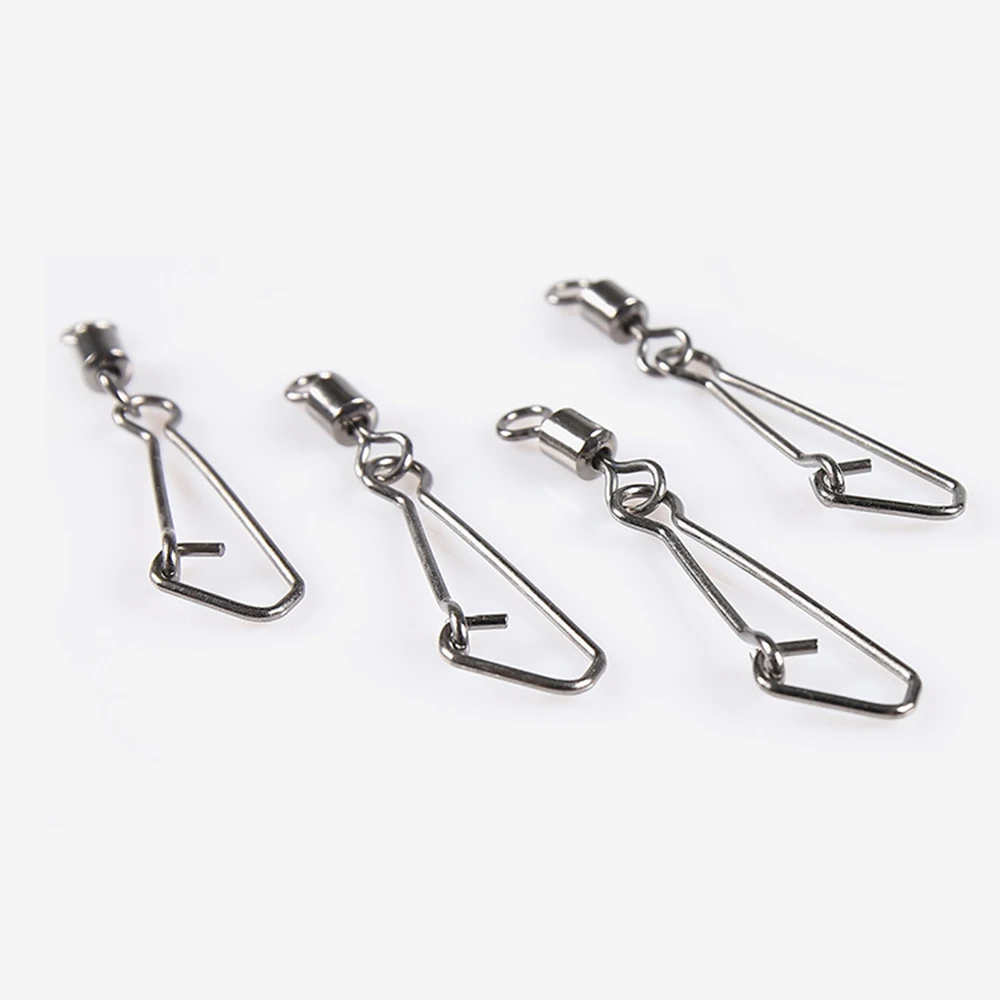 

50pcs/Pack Ball Bearing Fishing Swivels Snap Connector With Hooked Snap Fishing Swivels Stainless Steel Rolling Accessories Tool