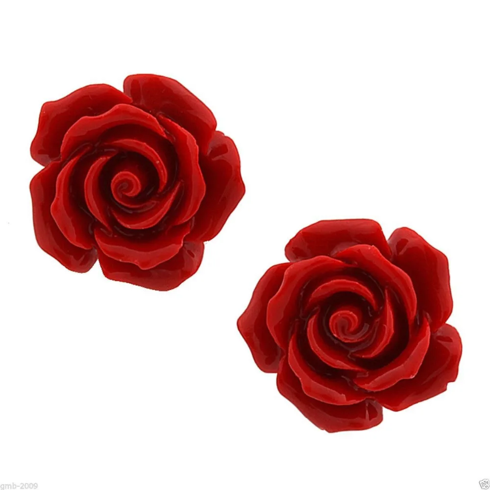 

FREE SHIPPING>>> Hot sale new Style >>>>Fashion Jewelry Coral Red Rose Flower 925 Sterling Silver Stud Earrings