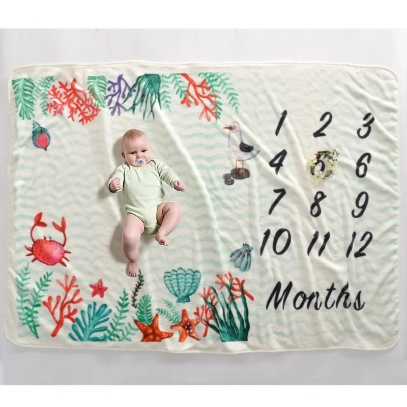 Baby Month Commemorate Blanket For All Seasons Childreb Small Flannel Blanket Newborn Infant Blanket