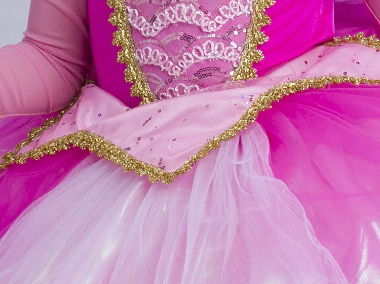 Детский карнавальный костюм Спящей красавицы Авроры, летние платья принцессы Авроры для девочек, костюм на Хэллоуин, длинное праздничное