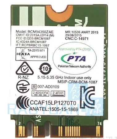 Wifi для Broadcom BCM94356ZE BCM94350ZAE DW1820A DW1820 802.11AC 867 Мбит/с+ Bluetooth 4,1 NGFF M.2 беспроводная карта менее DW1560