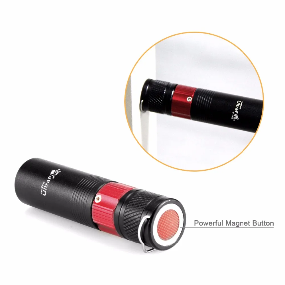 Ultrafire with magnets Three light source flashlight 14500 battery Zoomable flashlight aluminum tactical flashlight Luz torch la