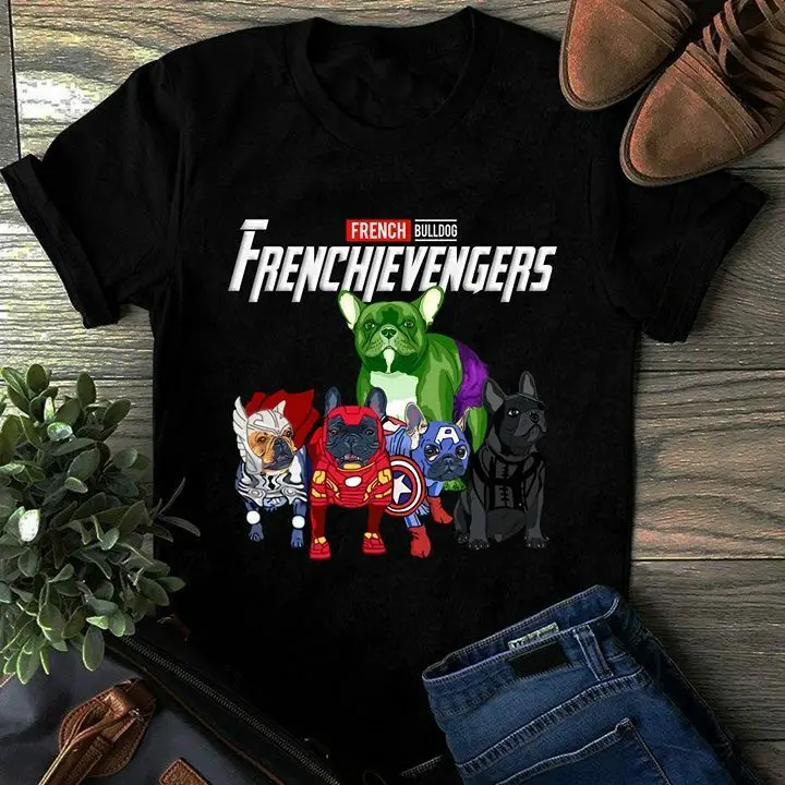 Frenchievegers Frenchie бульдог Мстители Endgame для мужчин черная футболка хлопок S 6Xl