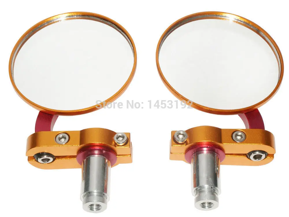 

NEW Free Shipping Motorcycle 3" Round Gold 7/8" Handle Bar End Mirrors Cafe Racer Bobber Clubman