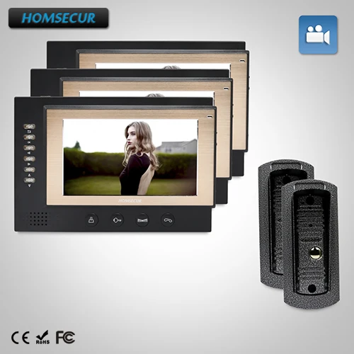 

HOMSECUR 7" Video Door Entry Security Intercom+Dual-way Intercom for House/Flat : TC041 Camera + TM701R-B Monitor (Black)