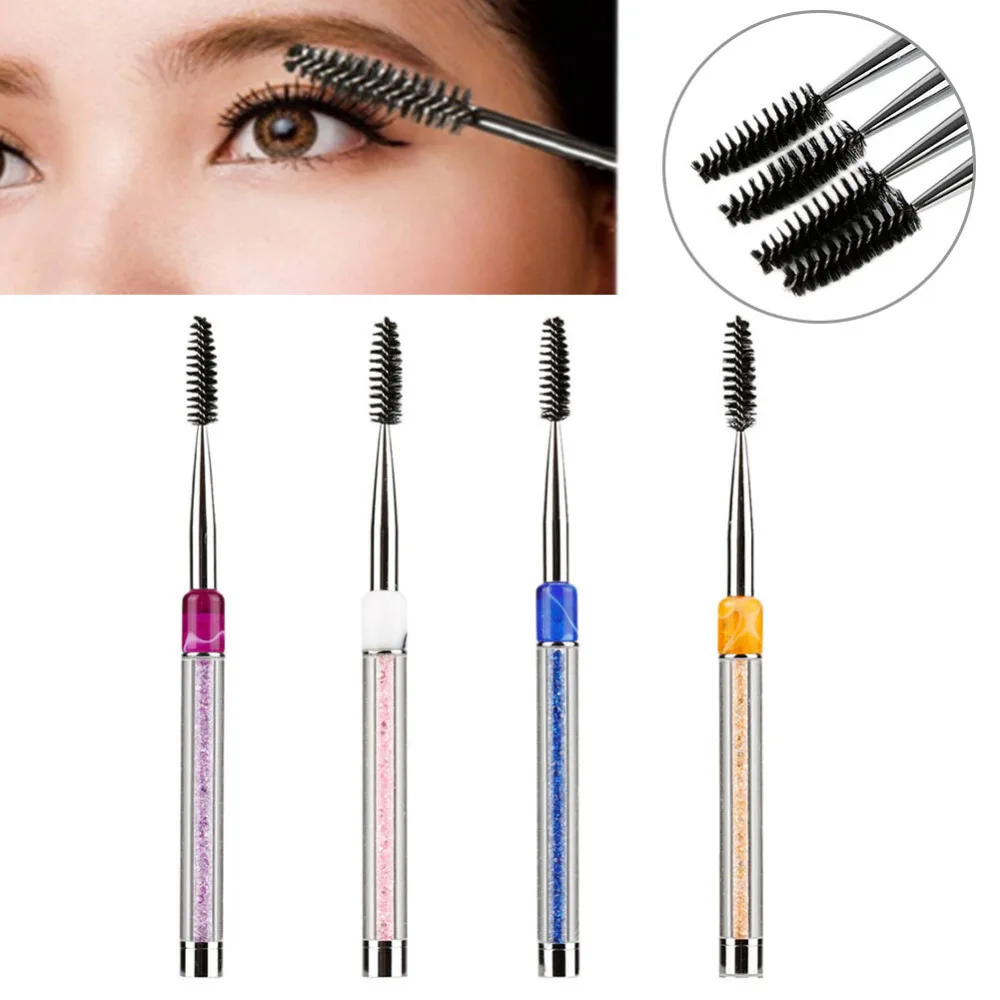 ELECOOL Rhinestone Acrylic Handle Eyelash Brushes Combs Spiral Mascara