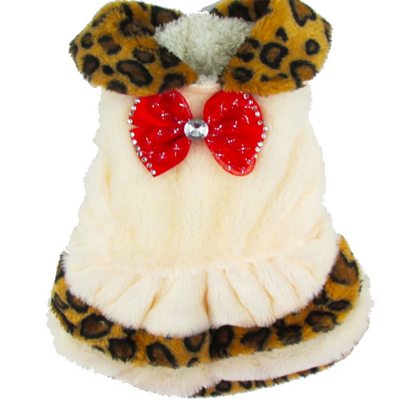 5 Sizes Fashion Bowknot Velvet Dog Clothes Designer Pet Clothes for