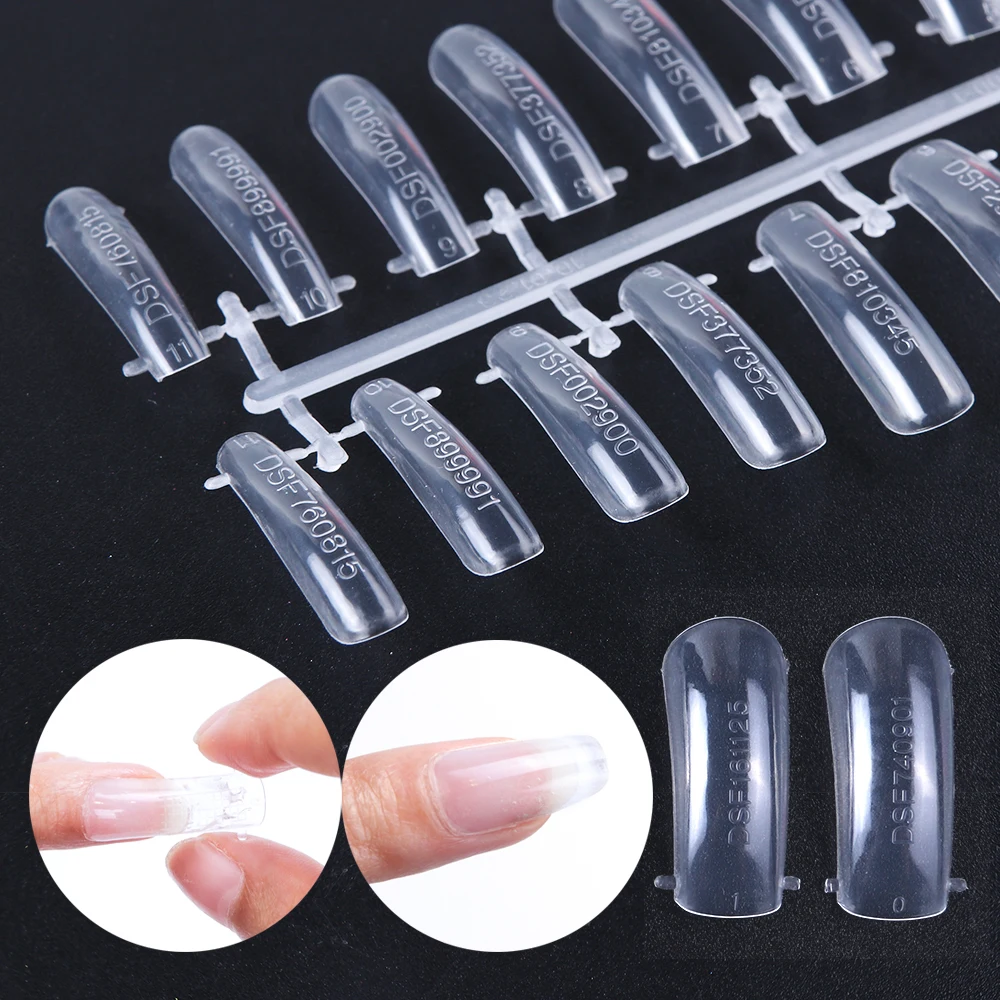 24pcs Quick Building Fake Nails Clear False Tips Plastic Mold for Nail Extension Press UV Builder Poly Gel Manicure Tools LY1020