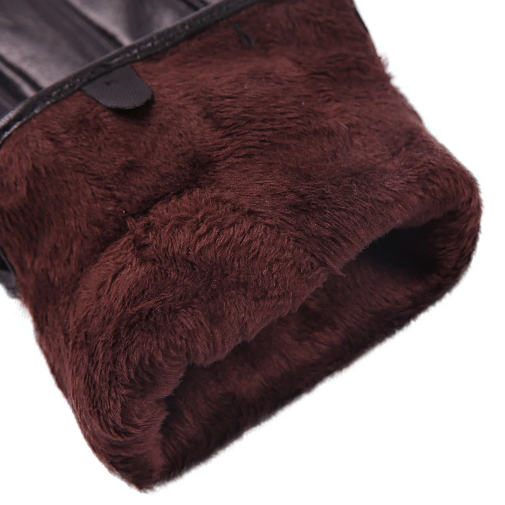 Genuine Leather Gloves Man Autumn Winter Plus Velvet Keep Warm Driving Windproof Waterproof Sheepskin Gloves Male M18004NC