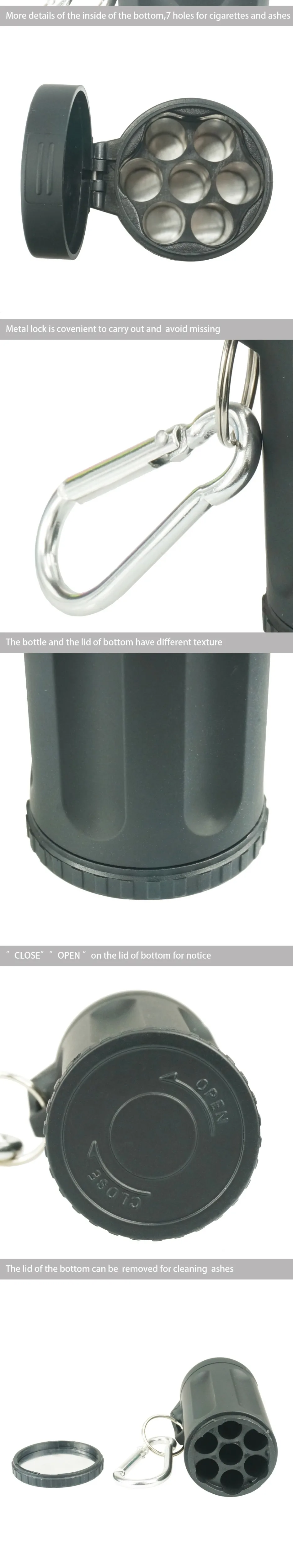 Portable Cylinder Ashtray PRO Smokeless, Plastic & Metal Body with