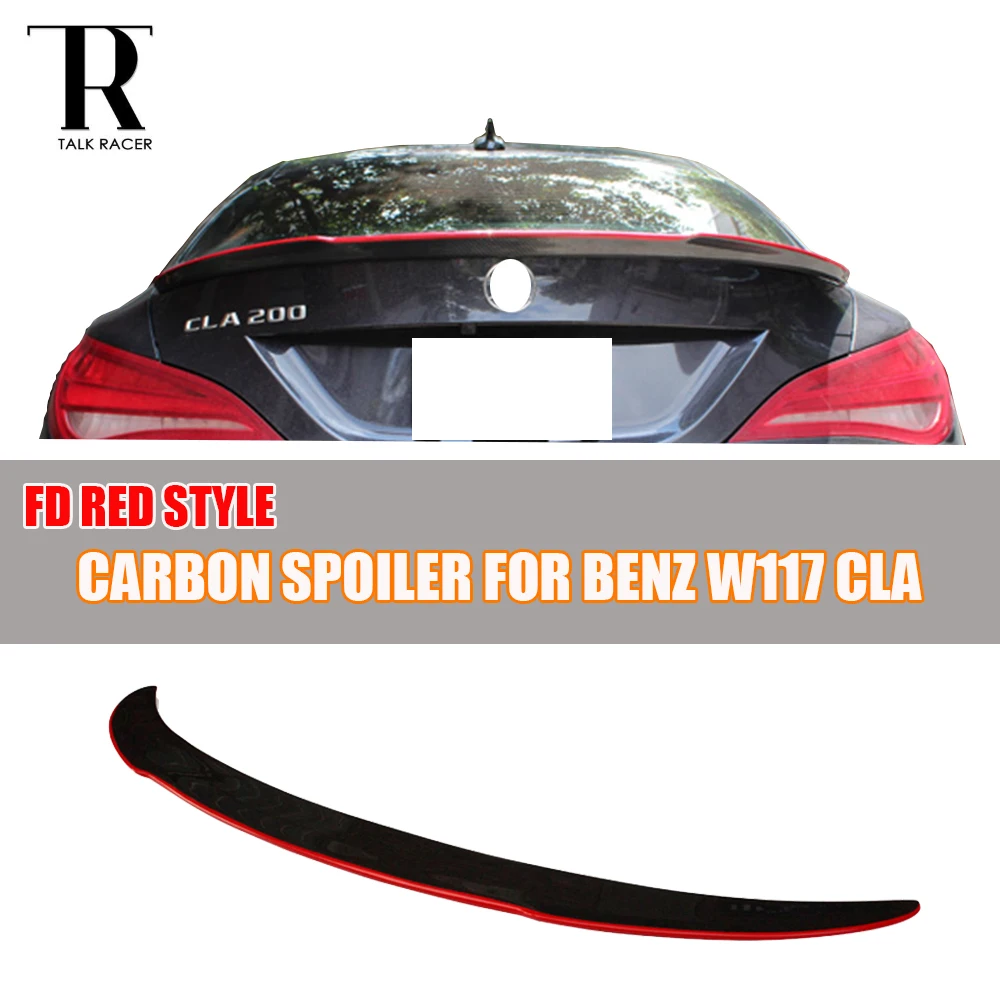 Carbon Fiber for Mercedes Benz CLA W117 C117 Sedan Trunk Spoiler Red FD Style