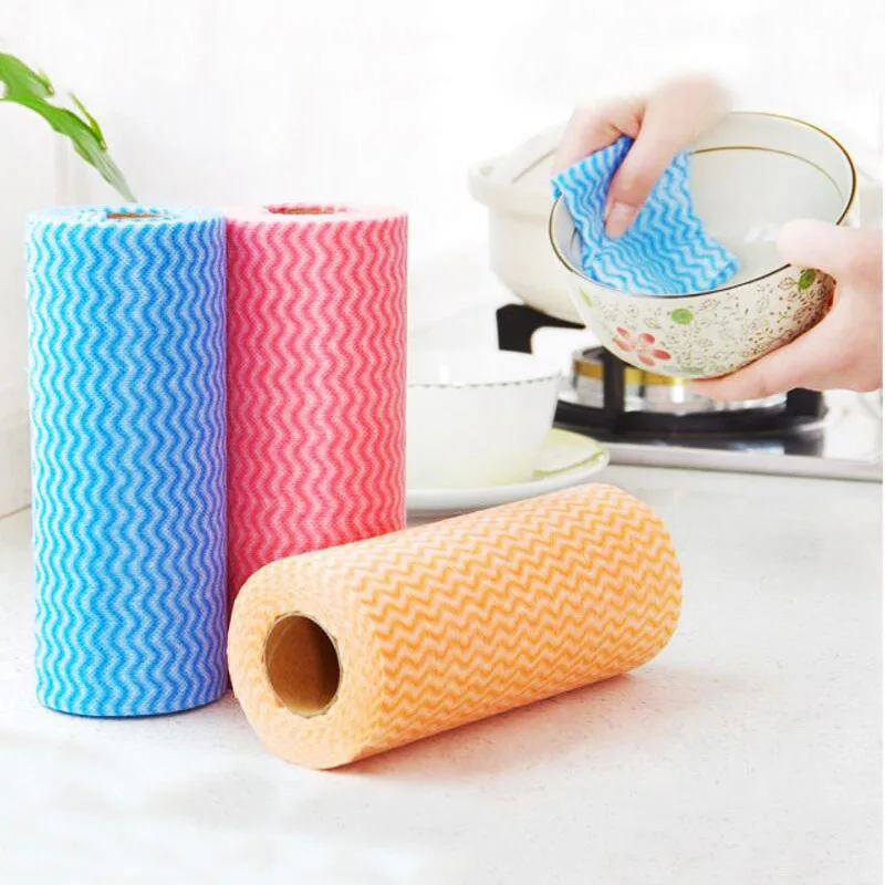 Non woven Kitchen Cleaning Cloth Roll Disposable Eco friendly Rags