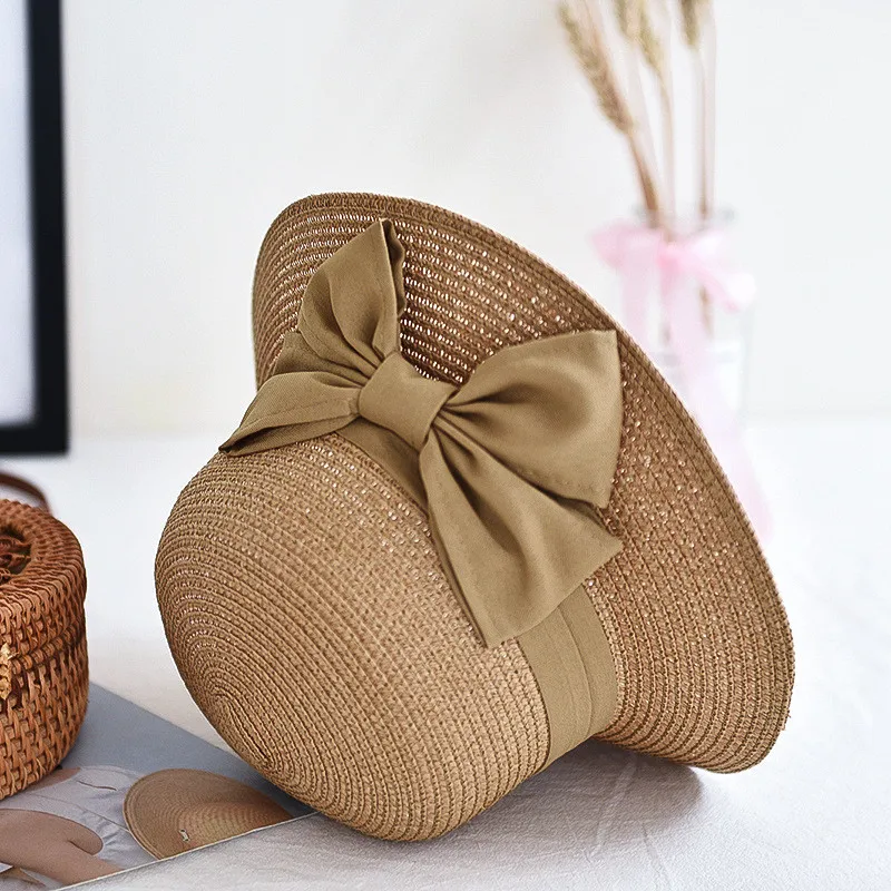 

Ladies Women Casual Solid Wide Brimmed Floppy Foldable Straw Beach Hat