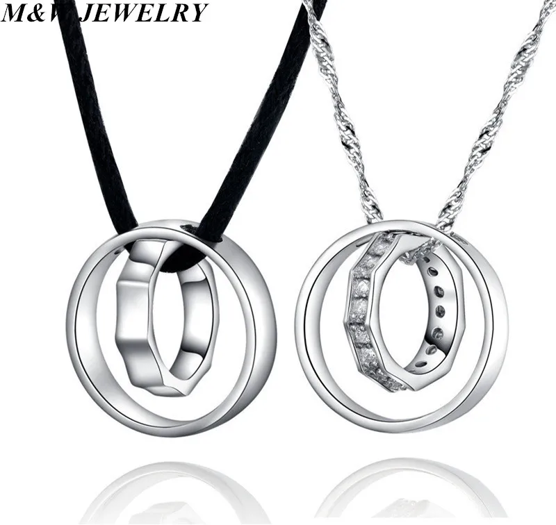 M&ampW JEWELRY Handmade 925 sterling silver jewelry new concentric pendant couple Valentine 's Day gift | Украшения и