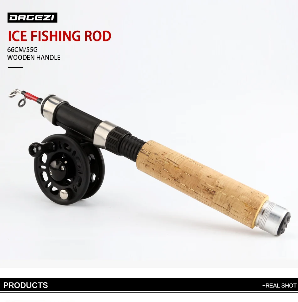 Vara de Pesca Gelo + Carretel Roda de Pesca Vara de Gelo Equipamento de Pesca Dagezi Inverno Fiação Combinação Kit Completo Combo no 1 + carretel roda de pesca fiação vara