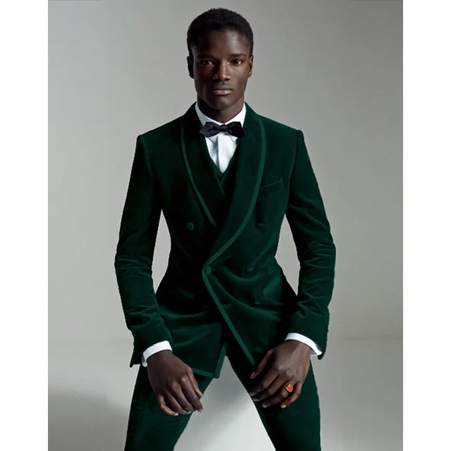 Green Velvet Mens Dinner Party Prom Casual Suit (Jacket