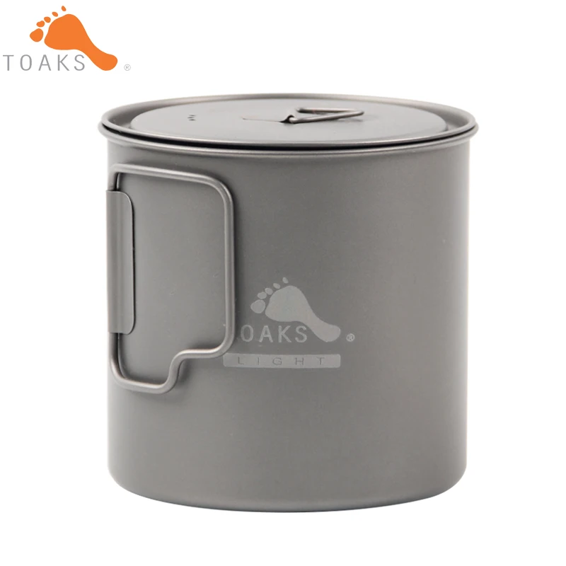 TOAKS POT-650-L Titanium Cup 650ML Outdoor Camping Lightweight Pot Picnic Cookware Set Pot Ultralight Titanium Pot