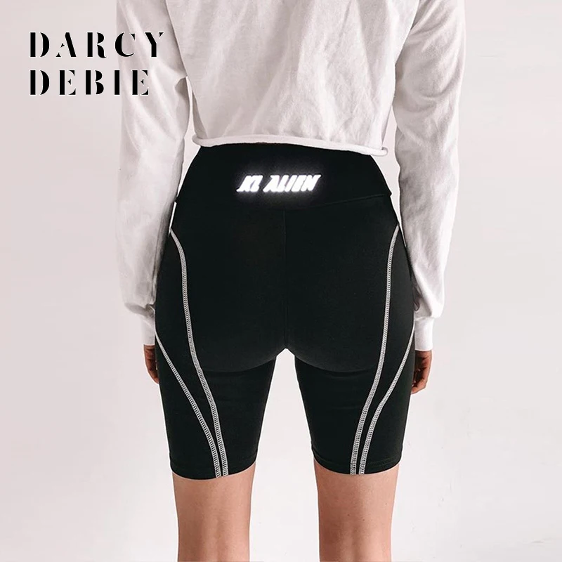 

Darcydebie Women Compression Yoga Fit Tight Night Reflective High Waist Elastic Short Women Tight Bottom Slim shorts