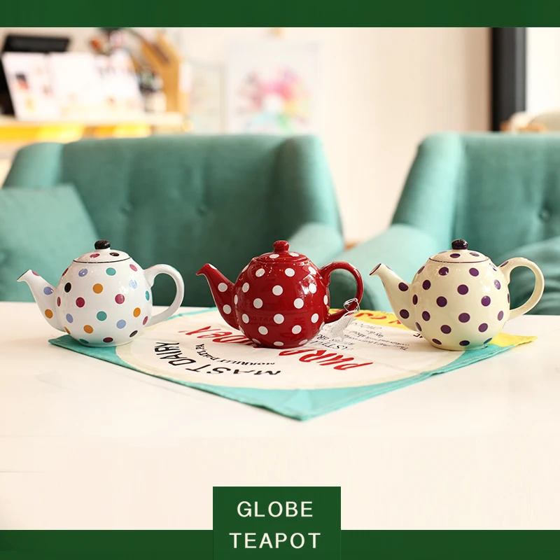 

English black teapot ceramic home use small 500ml hotel use large 1000ml cute wave point High-end luxury afternoon tea set