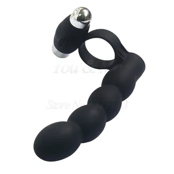 Anal Beads Penis Vibrating Ring Double Penetration Strapon Dildo G spot Vibrators Silicone Butt plug Adult Sex Toys For Couples 5