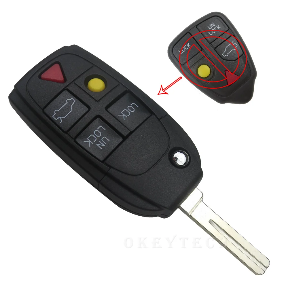 5 Buttons Remote Flip Key Folding car key Shell For Volvo XC70 XC90 V50