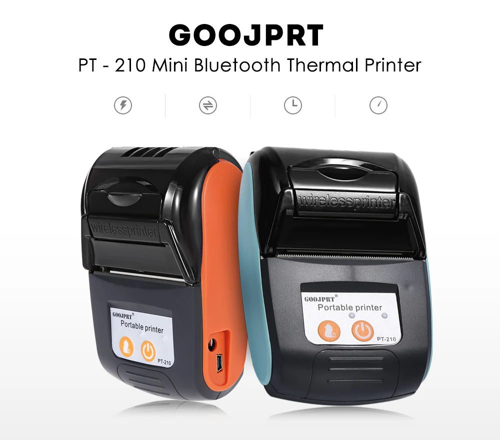 

GOOJPRT PT210 Portable Wireless Thermal Printer 58MM Bluetooth Thermal Printer Portable Wireless Receipt Machine