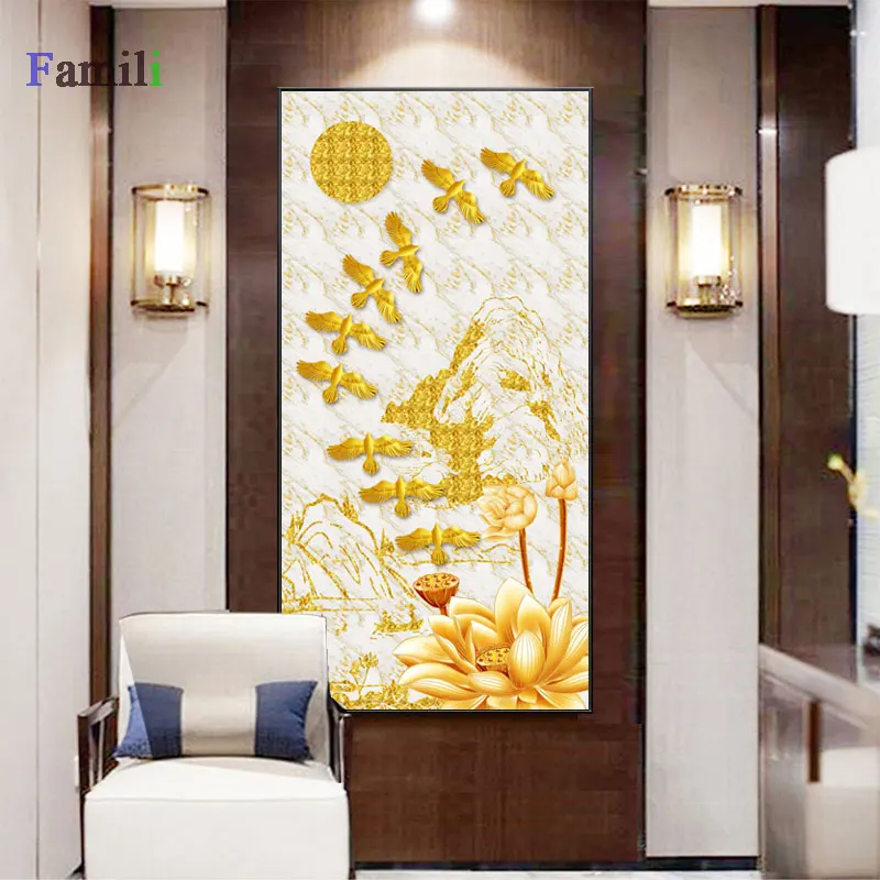 

Chinese plants Golden leaf canvas painting posters and print wall art pictures for living room bedroom dinning room modern decor