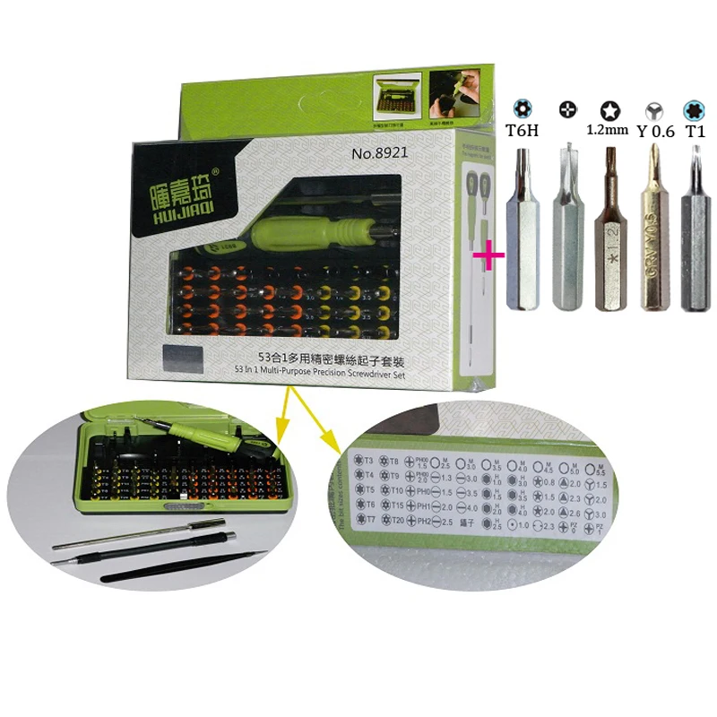 

58 in 1 Multi-Bit T1 Precision torx Screwdriver Set 53 in 1 driver Repair tool Y 0.6 Tri wing Point for iPhone X 7 8 XR XS Max