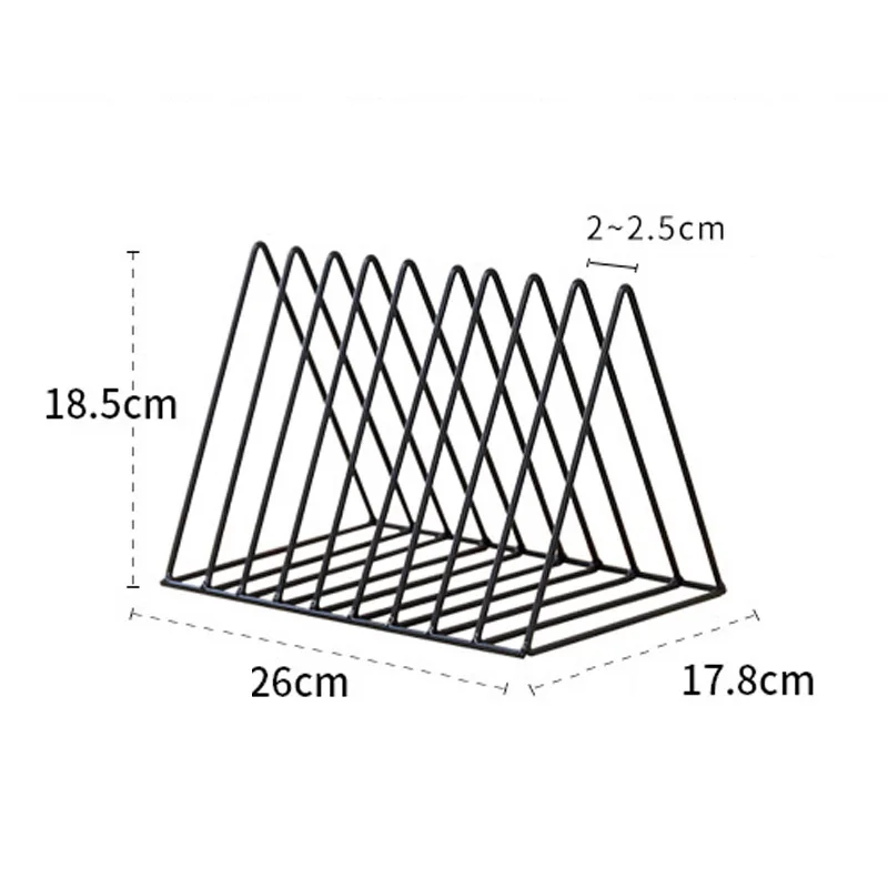 Нордический треугольник простой из кованого железа Настольный стеллаж для хранения, полка, файл, журнал, подставка для книг, Офисная стойка, канцелярский органайзер, держатель