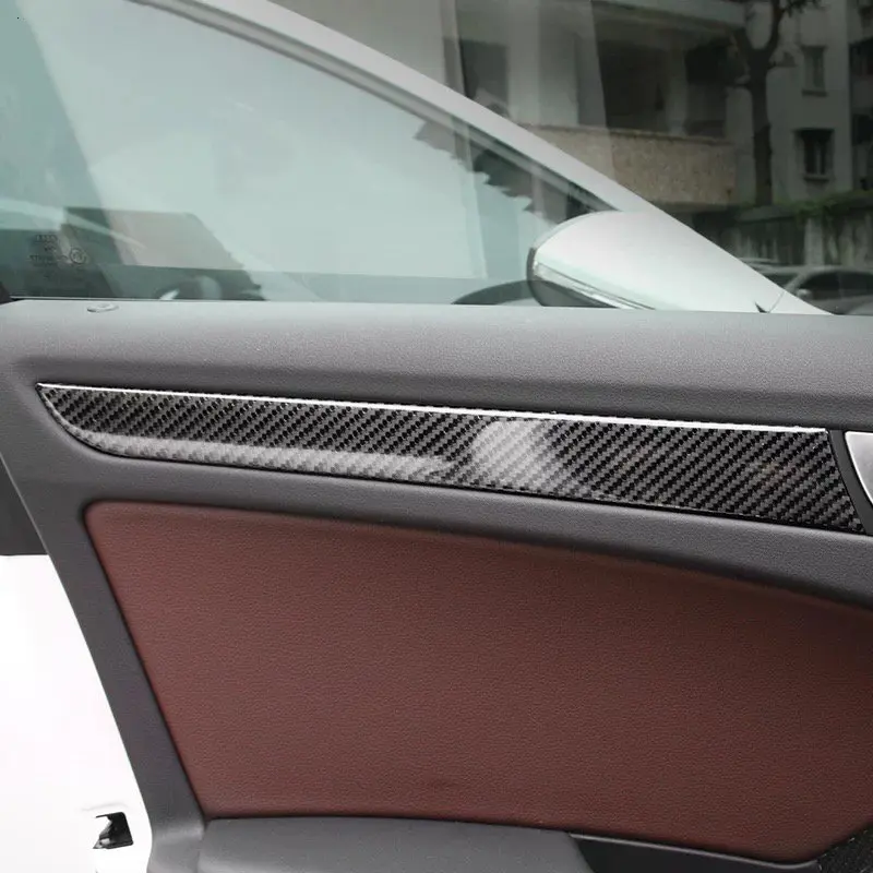 Для Audi A4L 2009- 4 шт. углеродного волокна автомобильная дверца салон ручки чаши Накладка покрышка молдинги автомобиля Средства для укладки волос