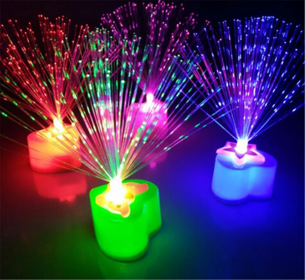 Сменный светодиодный волоконно-оптический ночник-игрушка Романтический цветной светильник на батарейках маленький свет декор для рождественской вечеринки