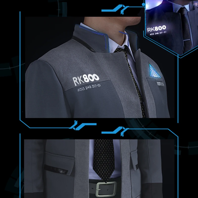 Детройт: Коннор RK800 светодиодный Косплей Костюм для Хэллоуина|Игровые костюмы| |