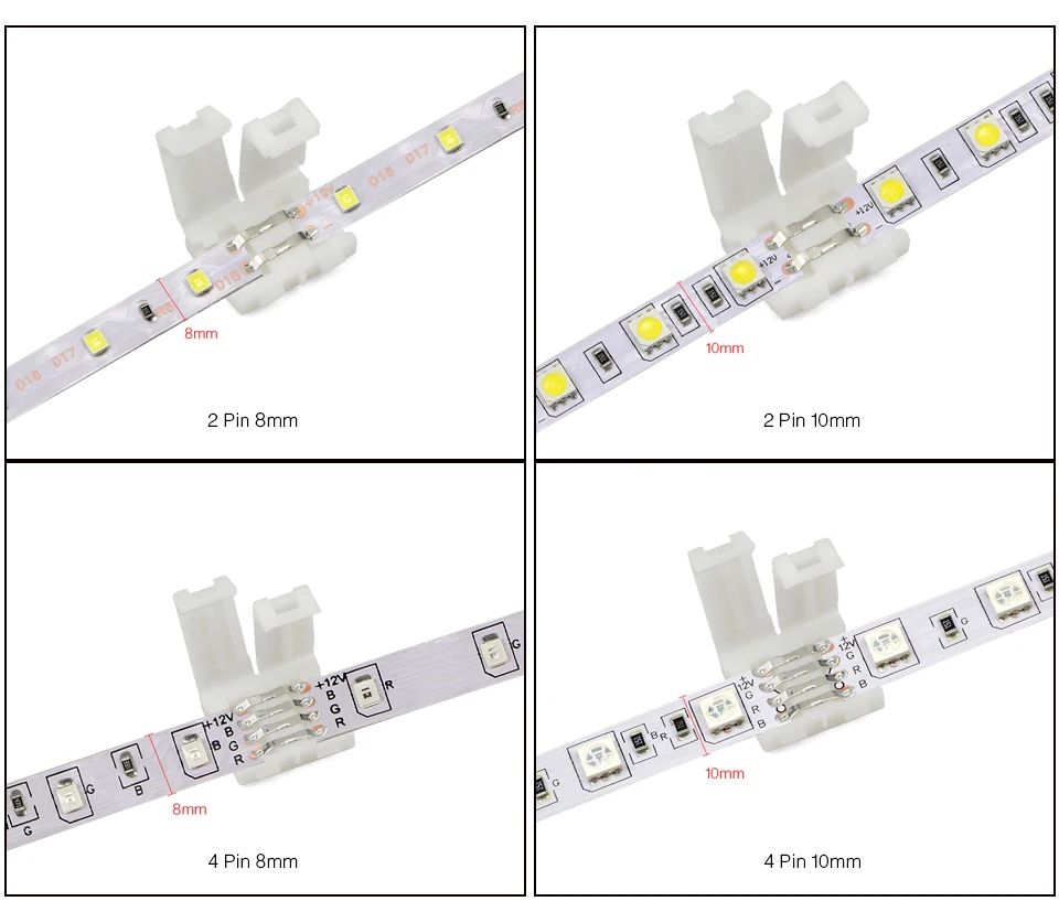 5 шт. 2835 3528 5050 SMD светодиодный светильник, аксессуары для сварки, 2pin, 4pin, 8 мм, 10 мм, для одной ленты RGB