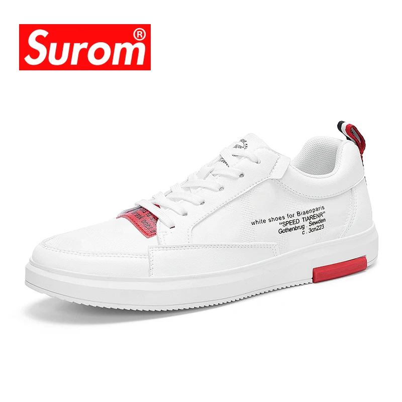 SUROM Summer Men's Casual Shoes 2019 New Wild White Fashion Breathable Ice Silk Lace Flat Sneakers Zapatillas | Обувь