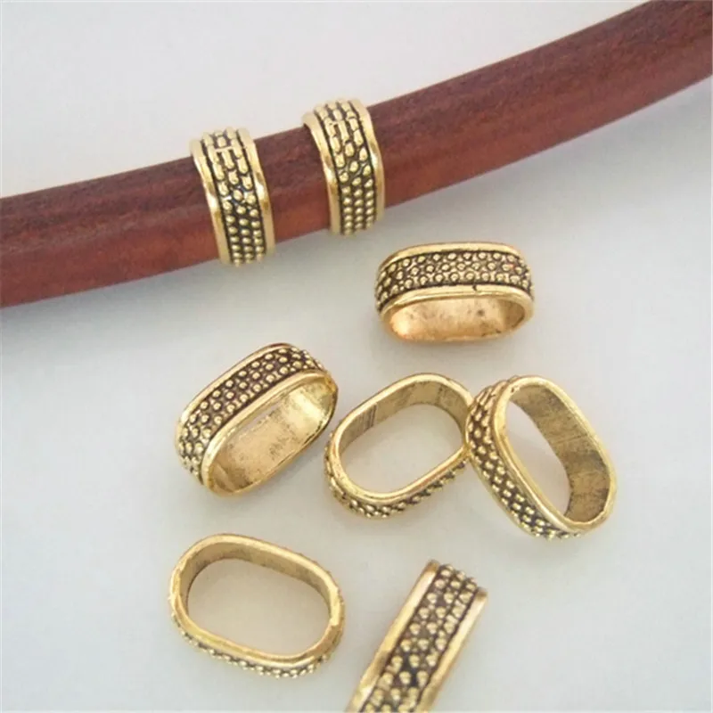 

20pcs Antique Gold Small Dots Shaped Slider Spacer Charms Fit 10*6mm Licorice Leather Cord