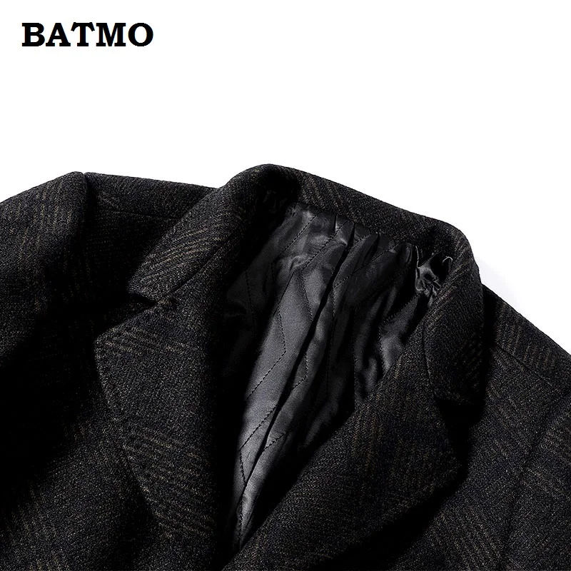 BATMO 2018 Новое поступление зимнее шерстяное клетчатое пальто высокого качества для
