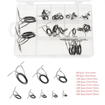 

40pcs Fishing Rod Guides Kits Ceramics & Stainless Steel Circle Fishing Rod Accessories Repair Tool