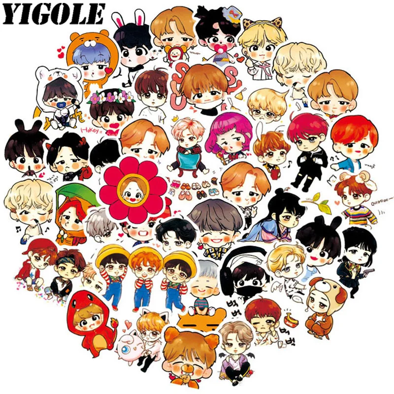 

63pcs/pack Cute Boys Decal Stickers Pack Kids Toy Anime Sticker for DIY Luggage Laptop Skateboard Phone Waterproof Sticker