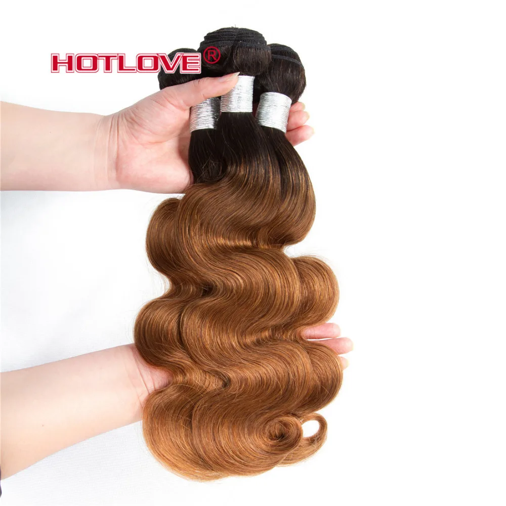 Brazilian Omber Hair Weave Bundles Body Wave 100% Human Hair Bundles Non-remy Extension Human Hair 1 Piece Deal T1B/30 Hotlove