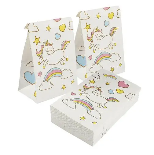 

10pcs Unicorn Paper Birthday Gift Bags Pink Candy Bag For Unicorn Party Baby Shower Birthday Candy Box Birthday Party Supplies