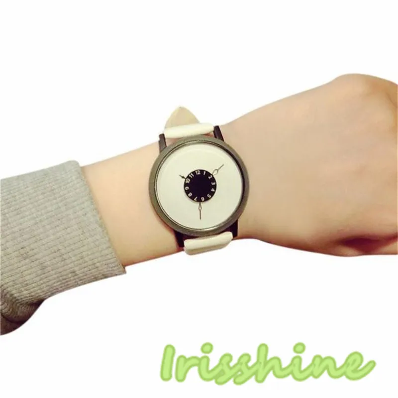 Irisshine I0523 любителей моды Для мужчин Для женщин кожаный ремешок аналоговые кварцевые наручные часы унисекс