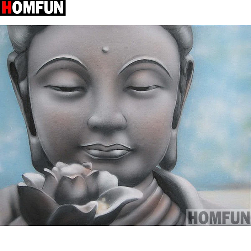 Алмазная живопись HOMFUN A14627 картина религиозный Будда с полными