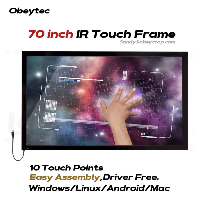 Obeytec 70 дюймов USB Мульти Сенсорная рамка 10 касаний ИК сенсорный экран Бесплатный