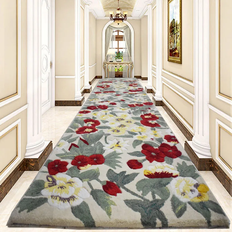 

Bedside Carpets 100% wool ingredient rugs Bedside carpet hallway mat Manual Carve Elegant Floral Patterns Korean Thicken Carpets