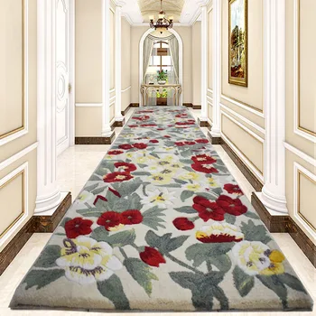 

Bedside Carpets 100% wool ingredient rugs Bedside carpet hallway mat Manual Carve Elegant Floral Patterns Korean Thicken Carpets